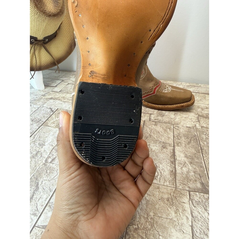 Stephy Big Girl Cowgirl Boots Boots By Lamas Square Toe Brown Leather US 5.5 - Picture 12 of 16